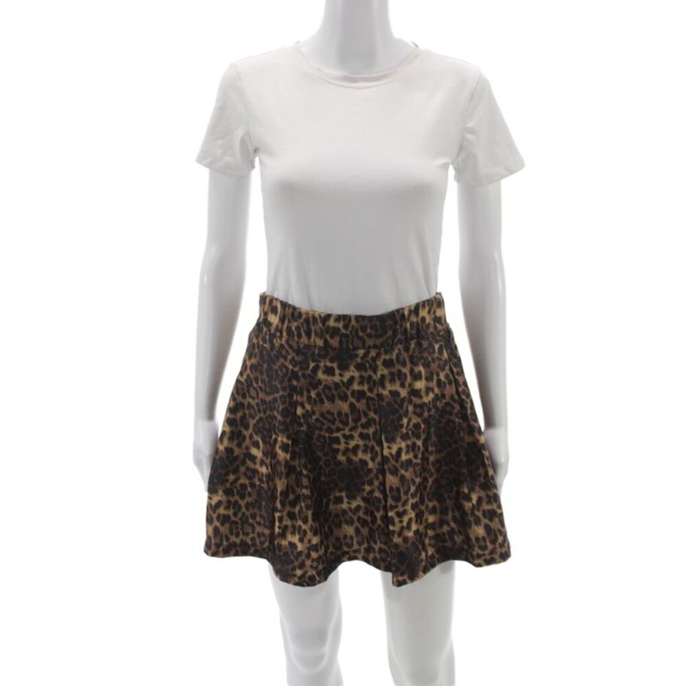 Brooklyn Karma Womens Brown Animal Print Mini Skort 100% Polyester Size S